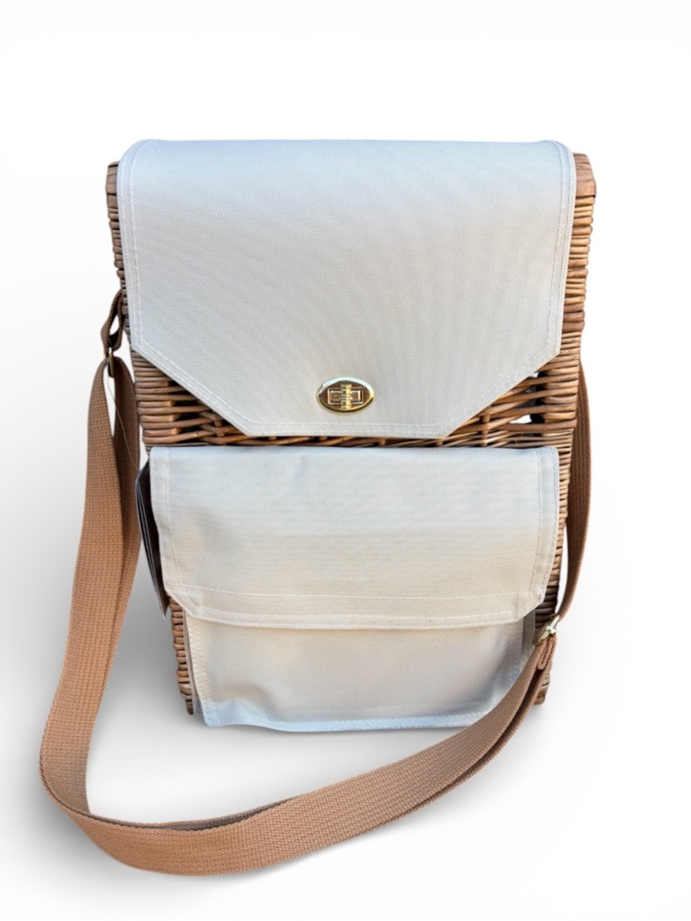 Corsica Wine & Cheese Picnic Basket, 2-Bottle Wine Carrier
